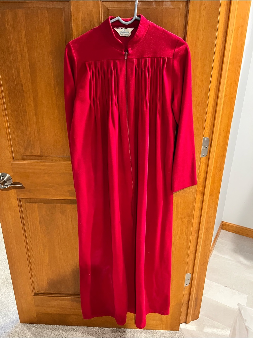 Red Long Zip-Front Robe Dress